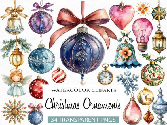 Download Vintage Christmas Ornaments Clipart - Vintage christmas Collection