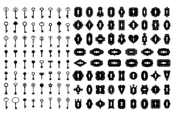 Download Key and Keyhole Silhouettes. Old House - Old house Collection