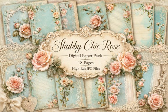 Download Vintage Floral Shabby Chic Rose Paper - Shabby chic Collection