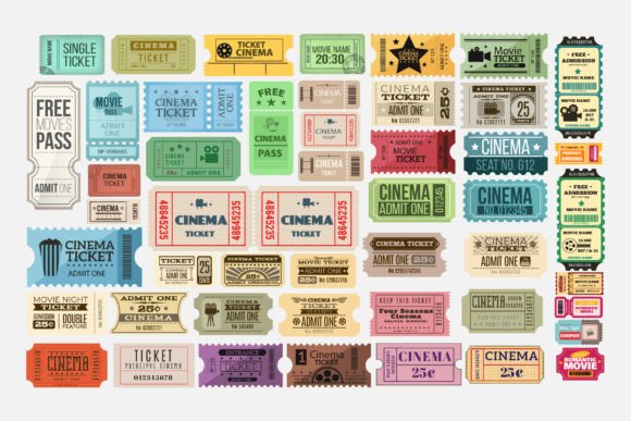 Download Vintage Tickets, Retro Movie, Cinema - Premium Bundle