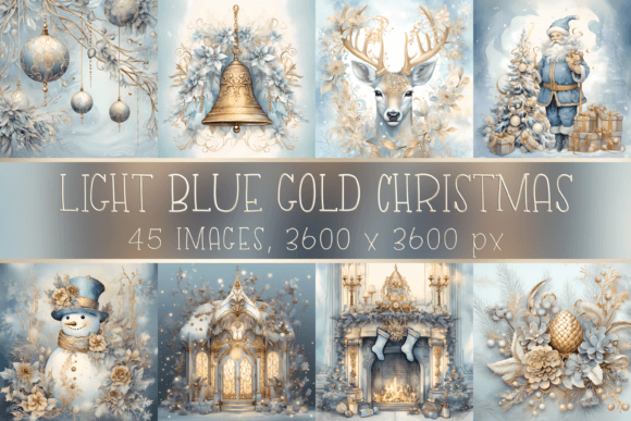 Download Light Blue Gold Vintage Christmas Images - Vintage christmas Collection