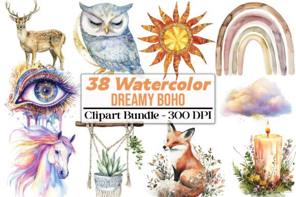 Download Watercolor Dreamy Boho Clipart PNG - Boho clipart png Collection